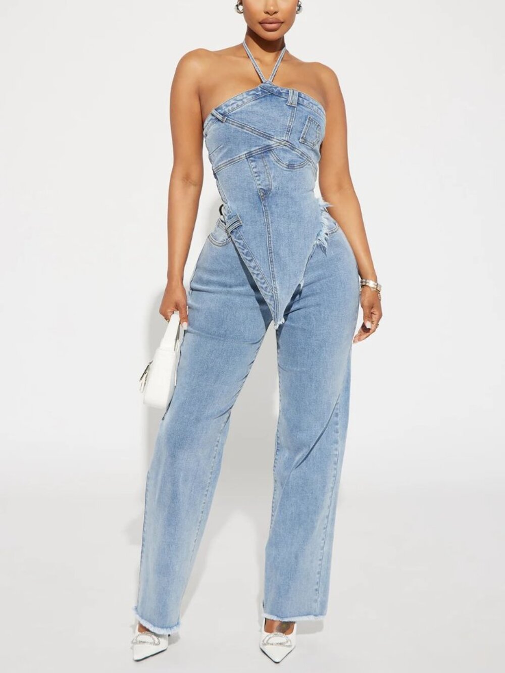 [PANTS ONLY] Fashion Nova Next Level Denim Pant Set - Light Wash